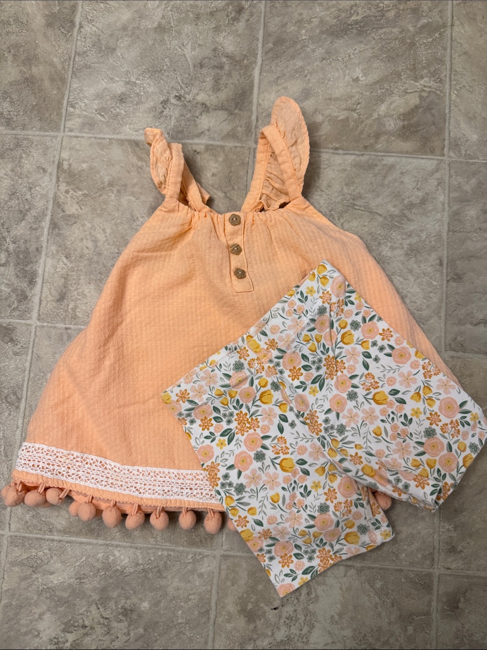 Max Studio Peach Floral Kids Matching Set